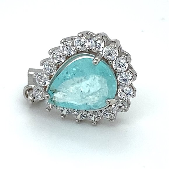 Paraiba Tourmaline 2.06ct White Gold Silver Pendan - Picture 1 of 6